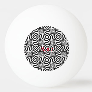 Black White Radiating Pattern Thunder_Cove  Ping Pong Ball