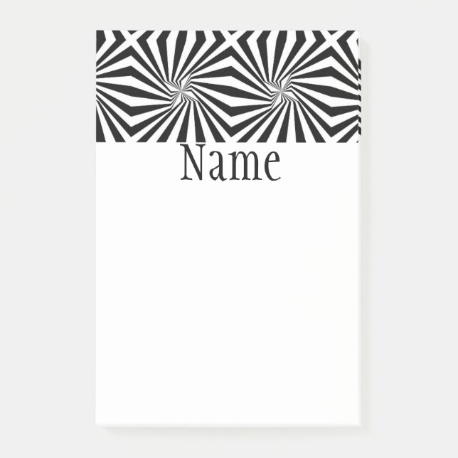 Black White Radiating Pattern Thunder_Cove r Post-it Notes (Front)