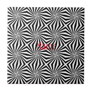 Black White Radiating Pattern Thunder_Cove Tile