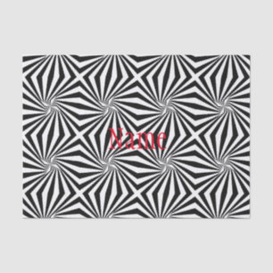 Black White Radiating Pattern Thunder_Cove Tissue Paper