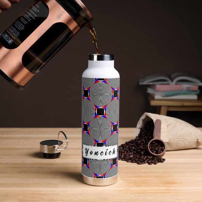 Black & White Radiation by Kenneth Yoncich Water Bottle (Coffee)