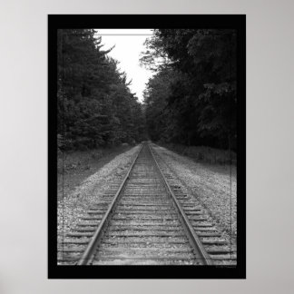 Black & White Railroad Tracks Poster