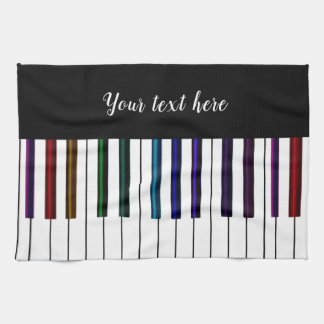 Black White Rainbow Piano Key Music Kitchen Towel