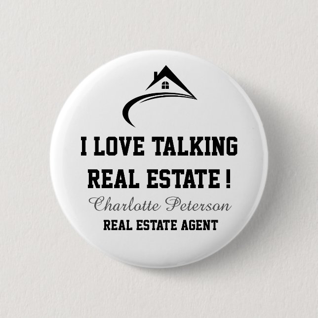 Black & White Real Estate 2 Inch Round Button (Front)