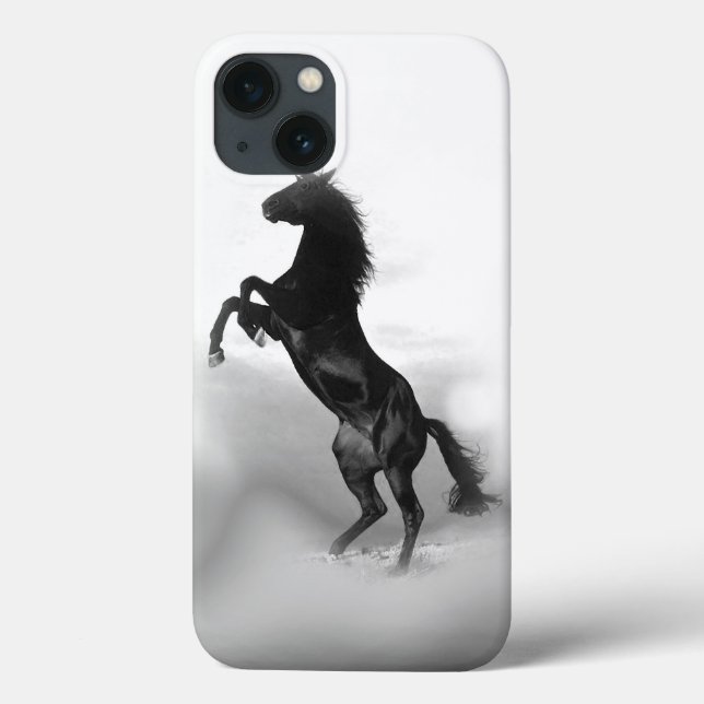 Black White Rearing Horse Silhouette Case-Mate iPhone Case (Back)