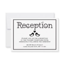 Black  & White Reception Lovebirds Hearts Wedding