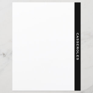 Black & White Recipe Divider   Casseroles