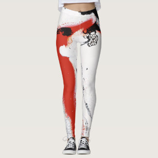 Black, White & Red Abstract Leggings - "Oh Soho"