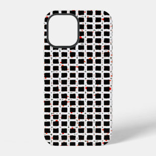 Black White Red Abstract Pattern Chic iPhone 12 Case