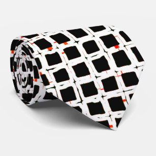 Black White Red Abstract Pattern Chic Tie