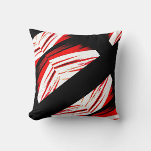 Black, white red,  abstract pattern solid back throw pillow