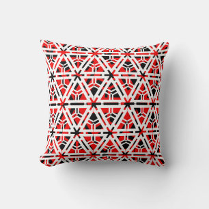 Black,white, red  abstract pattern solid back throw pillow