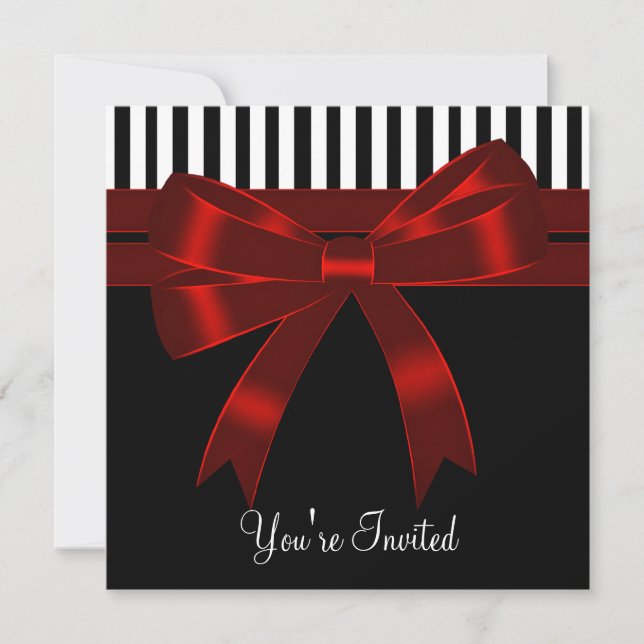 Black White Red All Occasion Party Invitation (Front)