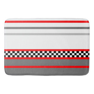 Black White Red And Grey Racing Themed Bath Mat