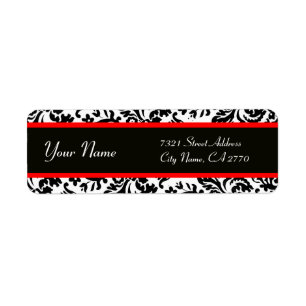 BLACK WHITE RED ART NOUVEAU DAMASK
