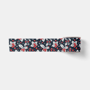 Black White Red Berry Holiday Satin Ribbon