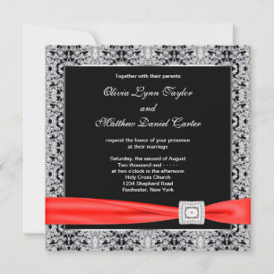 Black White Red Black Wedding Invitation
