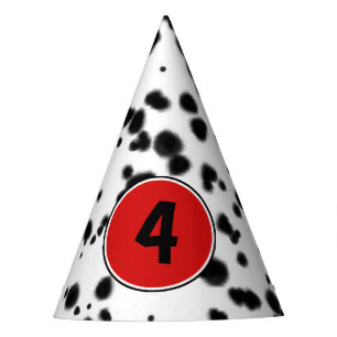 Black White Red Dalmatian Spots Birthday Party Hat