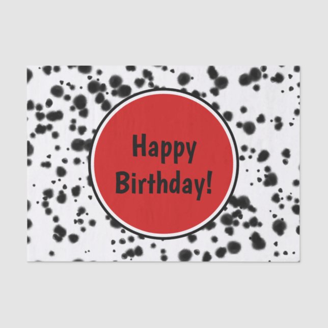 Black White Red Dalmatian Spots Birthday Party Tissue Paper (Front)