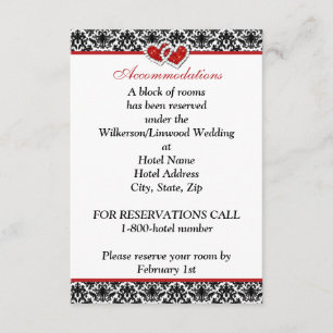 Black White Red Damask, Joined Hearts Insert Card
