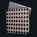 Black, White, Red Diamond Pattern Laptop Sleeve<br><div class="desc">A stylish graphic pattern of interlocking black and white diamond shapes. Each white diamond contains a small red diamond adding depth to the original design. 


 Digitally created image. 
 Copyright © 2013 Claire E. Skinner. All rights reserved.</div>