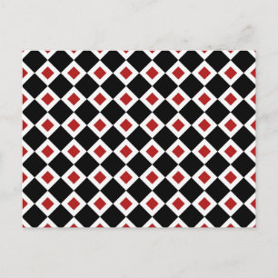 Black, White, Red Diamond Pattern Postcard