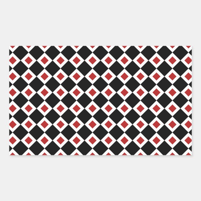 Black, White, Red Diamond Pattern Sticker (Front)