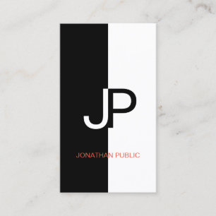 Black White Red Elegant Design Trendy Monogram Business Card