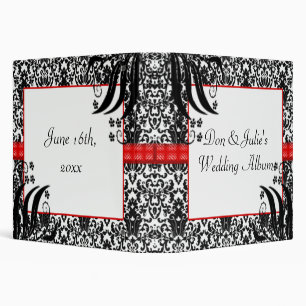 Black, White, & Red Floral Damask Binder