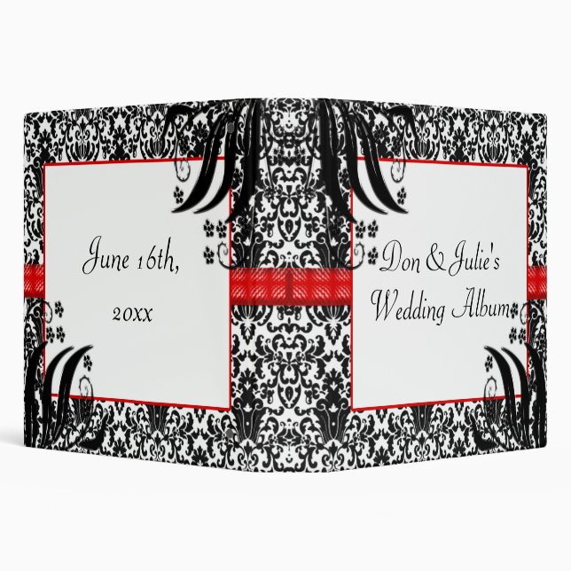 Black, White, & Red Floral Damask Binder (Background)