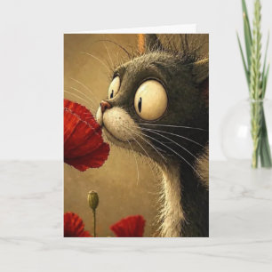 Black & White Red Flower Greeting Card Floral