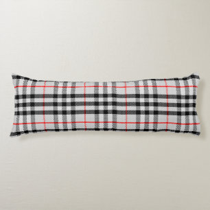 Black White Red Gingham Classic Chequered Fabric Body Pillow