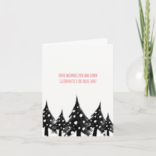 Black white red, minimal, modern Christmas cards (Front)