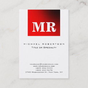 Black White Red Minimalist Monogram Business Card