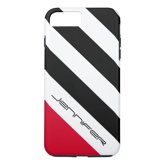 Black/White/Red Minimalist, Name Case-Mate iPhone Case (Back)
