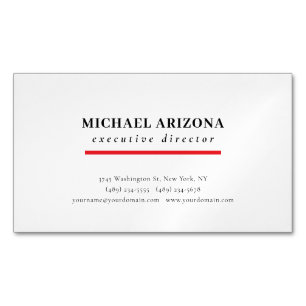 Black White Red Minimalist Simple Plain  Magnetic Business Card