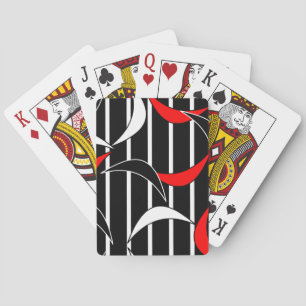 Black, white, red modern art playing cards