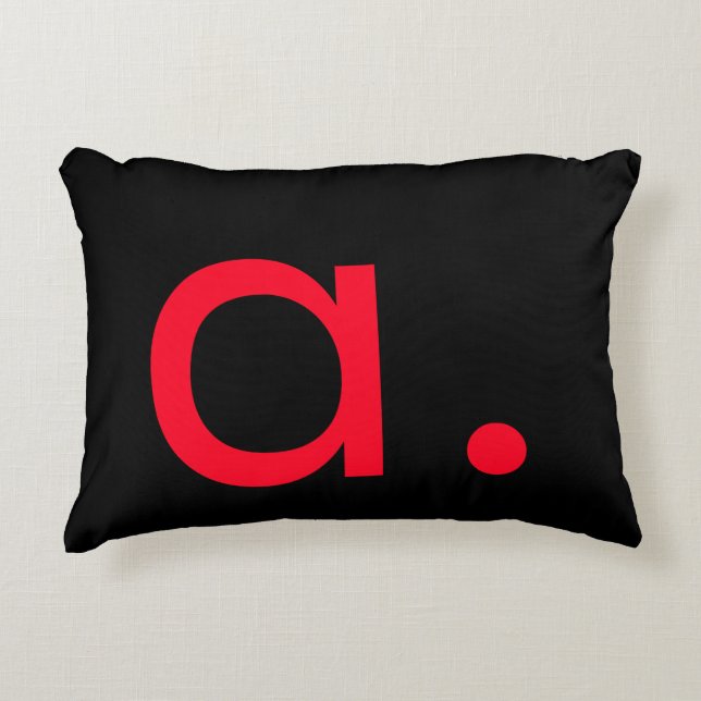 Black White Red Monogram Initial Letter Modern  Accent Pillow (Front)