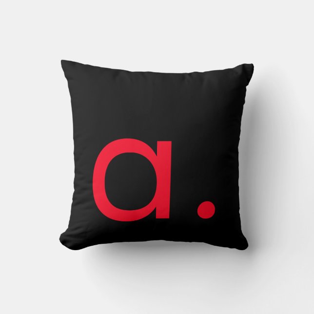 Black White Red Monogram Initial Letter Modern Throw Pillow (Front)