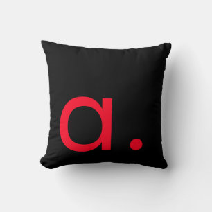 Black White Red Monogram Initial Letter Modern Throw Pillow