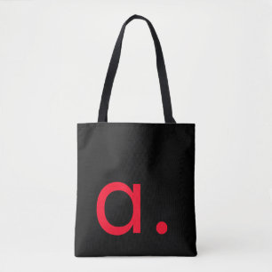 Black White Red Monogram Initial Letter Modern Tote Bag