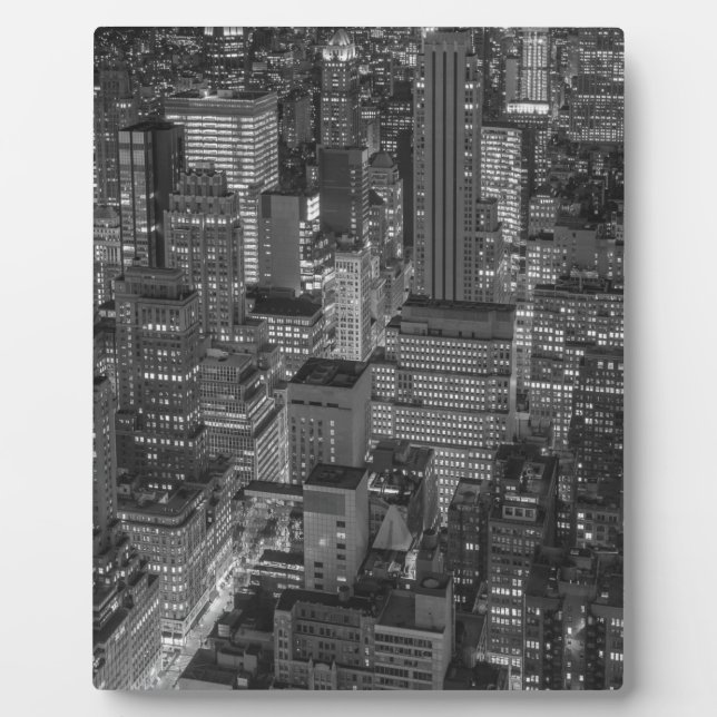 Black White Red New York City Skyline Plaque (Front)