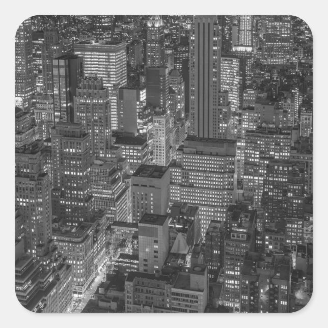 Black White Red New York City Skyline Square Sticker (Front)