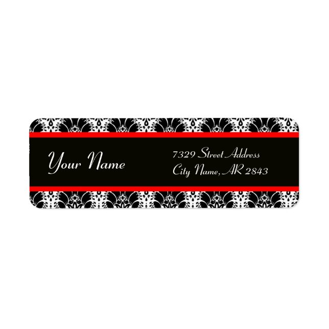 BLACK WHITE RED ORIENTAL FLOWERS DAMASK (Front)