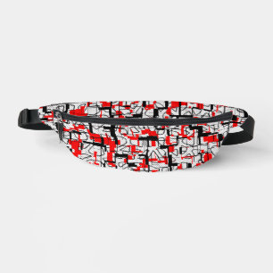 Black White Red Pattern  Fanny Pack