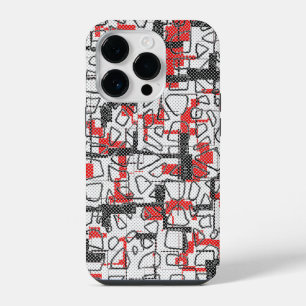 Black White Red Pattern iPhone 14 Pro Case