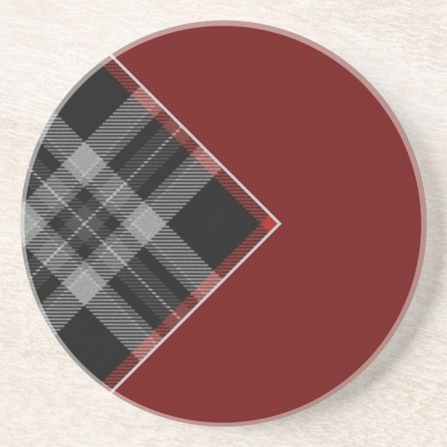 Black, White & Red Plaid on a Red Background Coaster (Front)