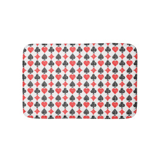 Black/White/Red Playing Card All Symbols Lino Cut Bath Mat