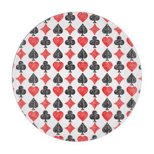 Black/White/Red Playing Card All Symbols Lino Cut Cutting Board