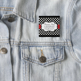 Black White Red Polka Dot Retro Cute Consultant 2 Inch Square Button
